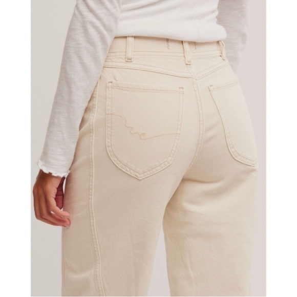 Free People Aster Jeans Women’s 26 Cream Straight Leg High Rise We The Free - Picture 14 of 15